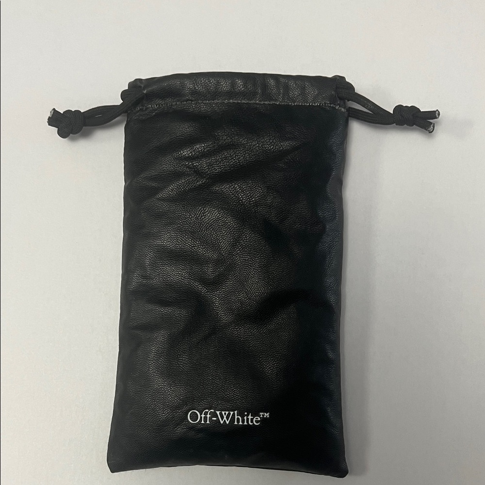 Off-White Black Leather Sunglasses Drawstring Bag